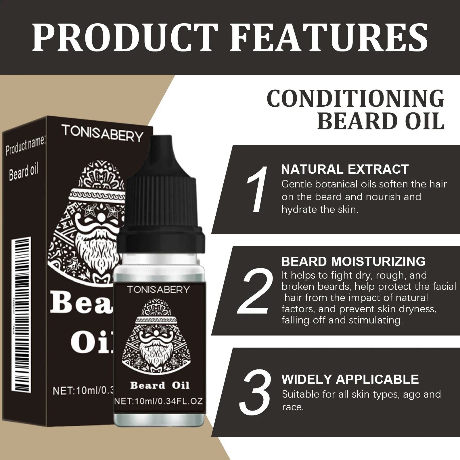 Sérum Croissance Barbe Homme – Barbe Plus Épaisse & Dense Rapidement | Anti Trous